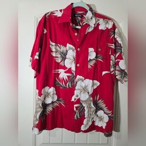 Vintage Puritan Red Floral Men's Hawaiian Shirt